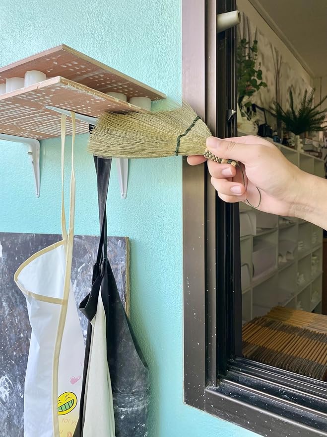 Small Whisk Broom 8" Handheld Brush Whisks Away Dust, Dirt & Debris Brush Hanger for Easy Storage Perfect for Indor Outdoor and Car - Short of Asian Whisk Broom (Style Turkey Soft Broom)