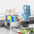 Ewaiira Stainless Steel Sink Caddy, Sponge Holder for Kitchen Sink with Brush Holder Dishcloth Rack, Rustproof Sink Organizer Countertop, Soap Dispenser Kitchen Organizers Storage Essentials, Gray9.8″