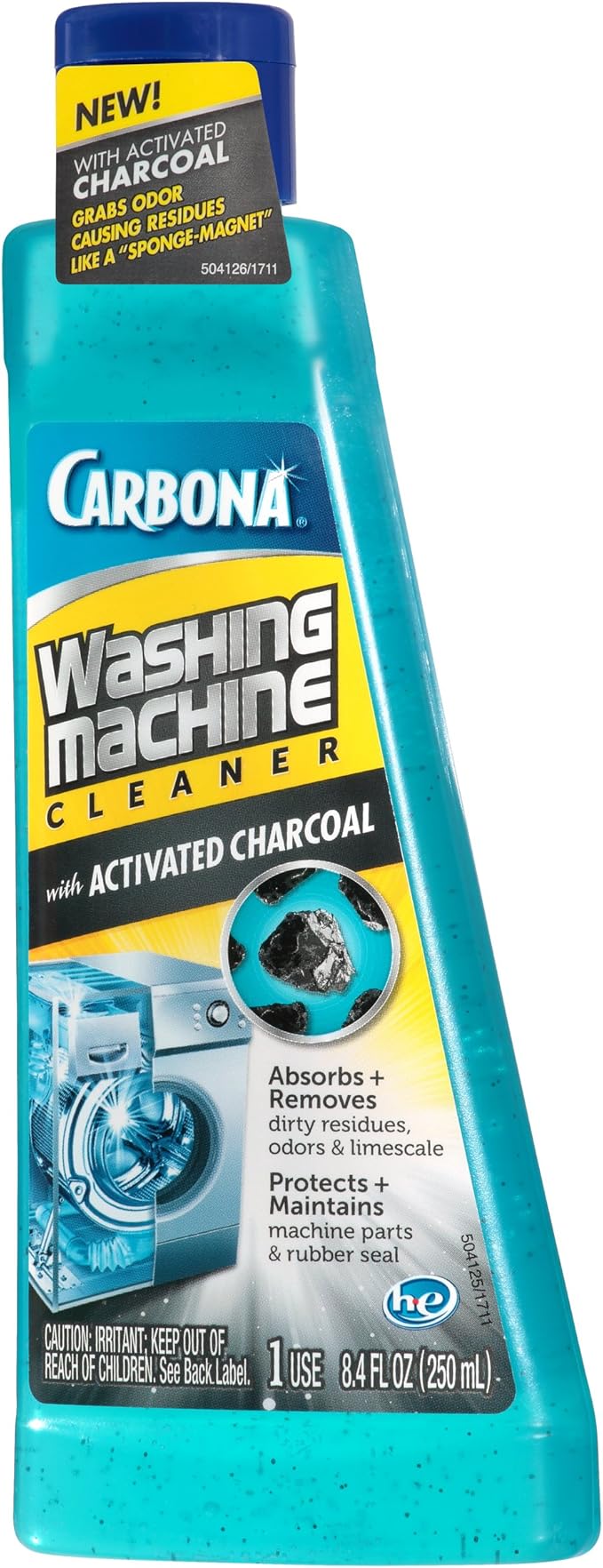 Carbona Washing Machine Cleaner with Activated Charcoal | Removes Odor-Causing Residues | Works in Standard & High Efficiency Washing Machines | 8.4 FL Oz, 1 Pack