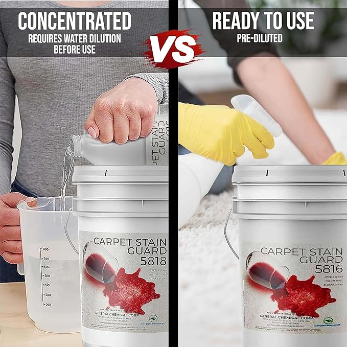 General Chemical Fabric Protector & Stain Shield - Ultra Concentrated Fabric Protector for Carpets, Rugs, Upholstery,Drapes & More - Carpet Stain Guard 5818 - for Outdoor & Indoor Use - 5 Gallon