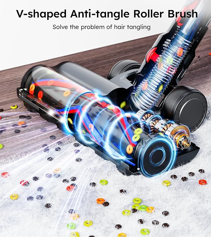 Cordless Vacuum Cleaner,Upgraded 50KPA 600W 70 Mins Stick Vacuum with Self-Standing,Touch Screen, Rechargeable, Lightweight,Anti-tangle Wireless Vacumm,Vacuum Cleaners for Home/Pet Hair/Carpets/Floors