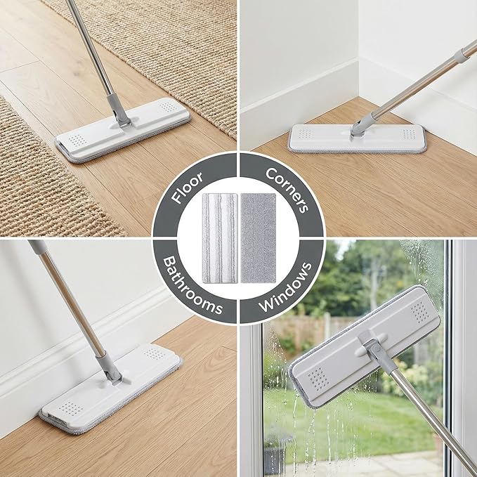 20Pcs Mop Replacement Pads Compatible with Flat Mop or Mop Bucket Set, 13" X 4.9" Universal Mop Pads Mop Head Refills Washable Wet Mops, Microfiber Flat Mop Pad for Most 11-13” Size Mops