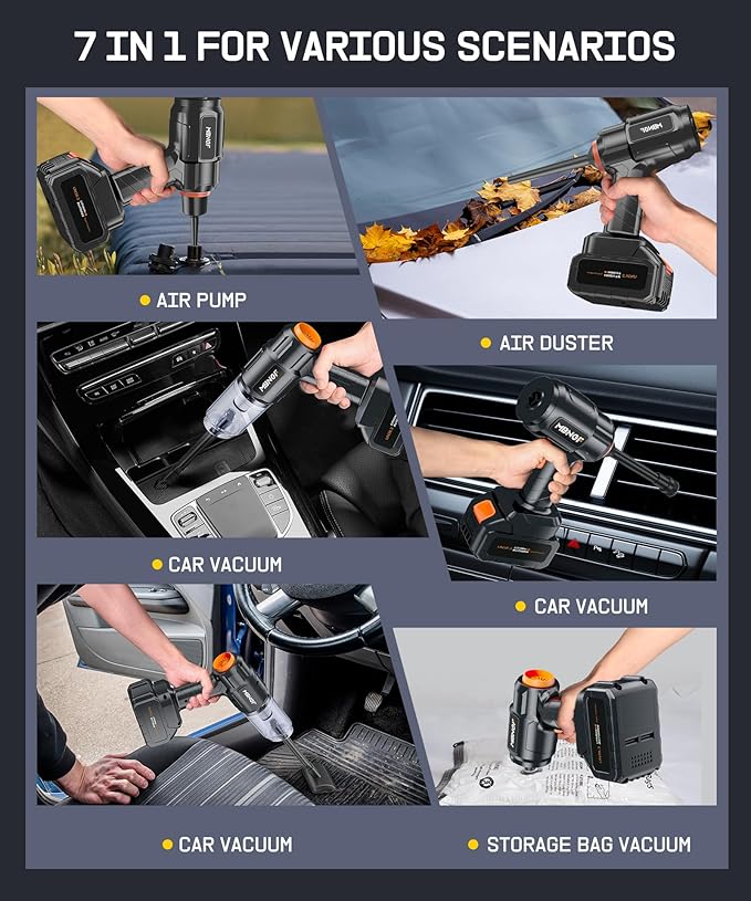MBNGF Car Vacuum Portable Cordless,35000PA High Power Suction & Blower, Handheld Vacuum Cleaner for Car, Home, Desktop, Keyboard,Birthday Gifts for Men Dad Husband(Midnight Black)