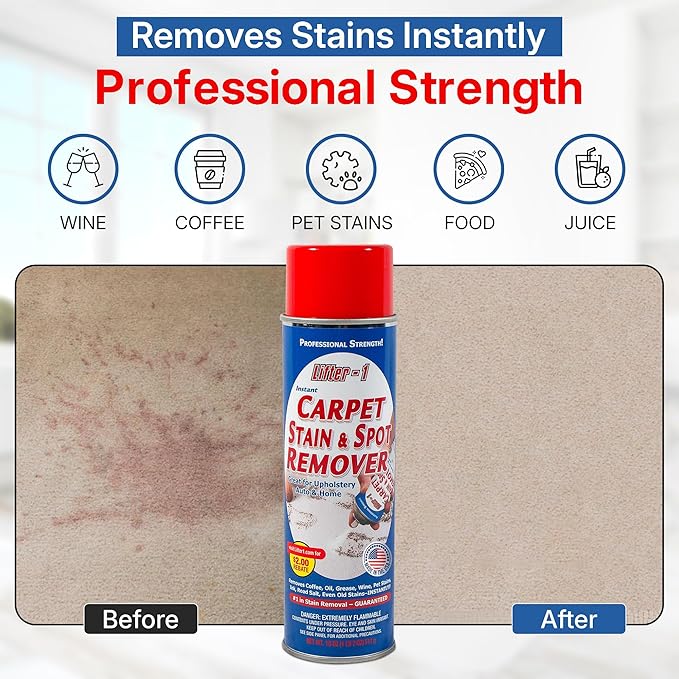 Carpet Spot Remover, Stain and Red Wine Remover and Spot Treatment for Oil, Grease, Urine, Cleaning Performance for Rugs, Upholstery, Fabrics. Pack of 2