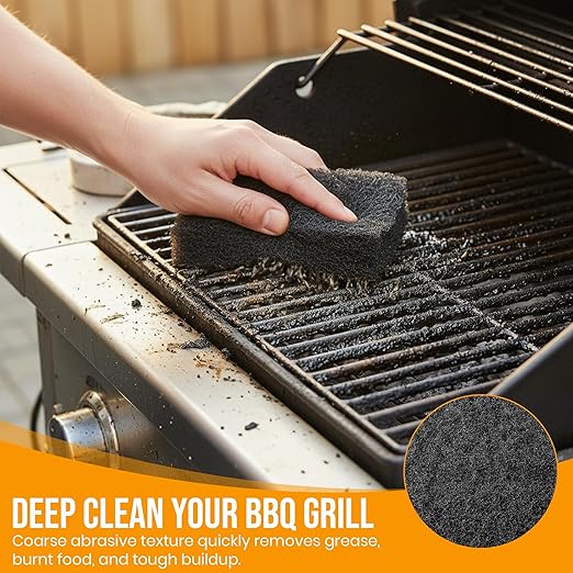 6-Pack Heavy Duty Scouring Pads, 6x4 Inch Thick Black Scrub Pads for Pots Pans, Kitchen Cleaning, Stripping, Scrubbing Grills & More