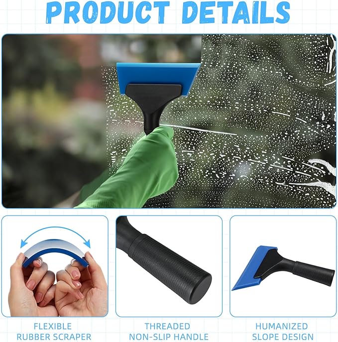 6 Pcs Small Squeegee 5 Inch Window Tint Silicone Squeegee Cleaning with Non Slip Handle Wiper Window Tinting Tools for Car Glass Mirror Shower Bathroom Auto (6 Colors)