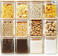 HomArtist Square Glass Jars with Bamboo Lids 17 FL OZ [Set of 12], Glass Canisters with Airtight Lids, Glass Food Storage Containers for Spice, Sugar, Tea, Candies, Cookies, Best for Kitchen & Pantry