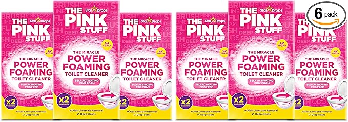 Stardrops The Pink Stuff Miracle Power Foaming Toilet Cleaner – Self-Activating Formula for Deep Cleaning,Stain Removal,and a Fresh Shine – Bathroom Essential,(Pack of 6)