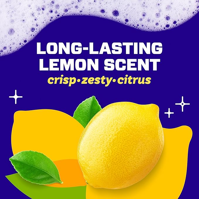 Mr. Clean Magic Eraser Sponge, Bathroom Cleaner, Shower Cleaner, Tub Cleaner, Soap Scum Remover, Bathroom Cleaning Supplies, Dawn Cleaning Power with Lemon Scent, 2 in 1 Bath, 7ct