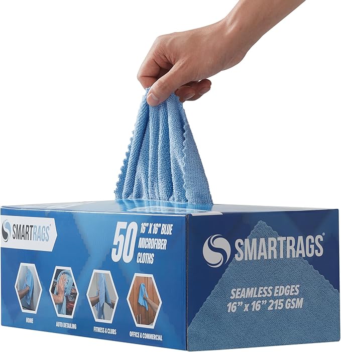 Arkwright Smart Rags Microfiber Cleaning Cloths, Pallet of 14400, Lint Free 180 GSM Reusable Towels for Auto, Office and Household Cleaning, 12 x 12 in, Blue