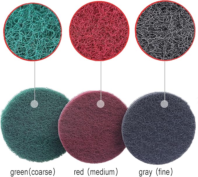 33 Pack Drill Brush Set Power Scrubber Scouring Pads Household Cleaning Kit with Hook and Loop Backing Pad Holder Includes Drill Attachment, 3 Different Stiffness Household Cleaning Pads for Drill