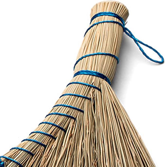 Natural Straw Whisk Broom - 12.5 Inch Small Hand Broom with Ergonomic Shape for Multi-Surface Cleaning - Stiff Bristle Brush for Indoor or Outdoor Use by Kings County Tools