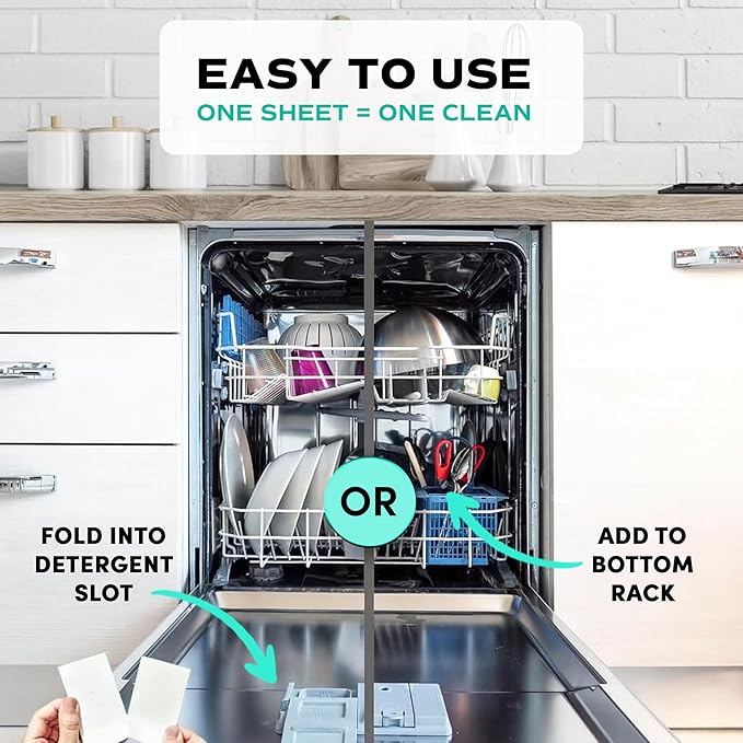Zero Trace Dishwasher Detergent Eco-Friendly Sheets for Dish Washing - Plant Powered Technology - Lemon Scent - 60 Loads
