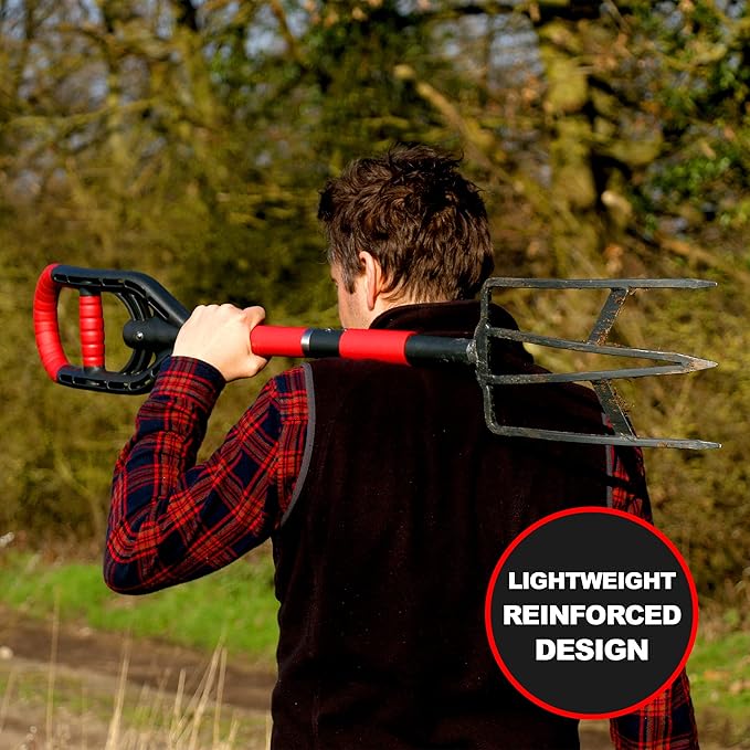 Roamwild Multi-Digger Garden Digging Spading Fork – Fibreglass Light Weight Gardening with Unique Dual Soft AIR Light Grip Technology & Soil Lump Cutting Bladed Tines (Fork)