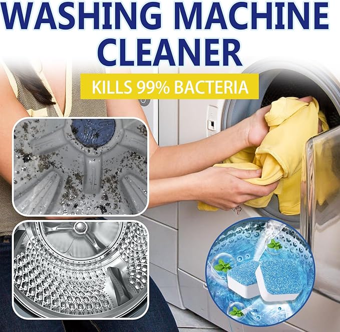 Washing Machine Cleaner, Washing Machine Cleaner Descaler 12Pack,Deep Clean and Descaling for HE Front and Top Loaders Washer - High-Efficiency Tablets for a Fresh, Spotless Laundry