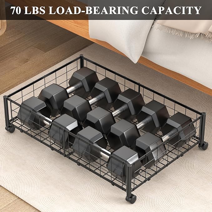 Hleelomi Under Bed Storage with Wheels, 360° Rotating, No-Assembly Underbed Storage Containers, 2PACK