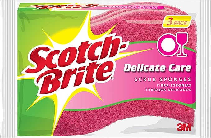 Scotch-Brite Gentle Clean Delicate Scrub Sponges, For Washing Dishes and Cleaning Kitchen, 24 Scrub Sponges