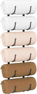 Rolled Towel Rack for Bathroom– 6-Tier Rolled Towel Storage Holder,Metal Organizer for Towels & Large Bath Sheets, Space Saving Rack for Small Bathroom, RV, Camper, Closet, Black Metal