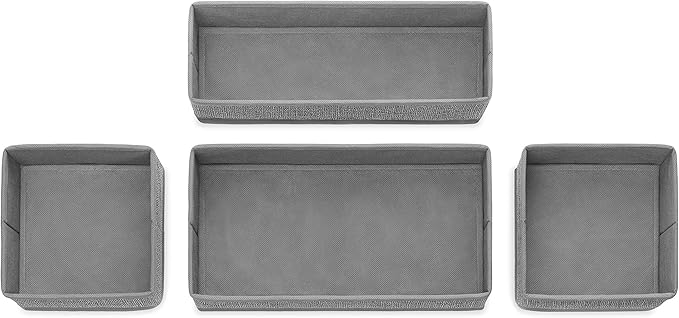 Whitmor 6283-9871 Set of 4-Crosshatch Gray Drawer Organizer (Pack of 2)