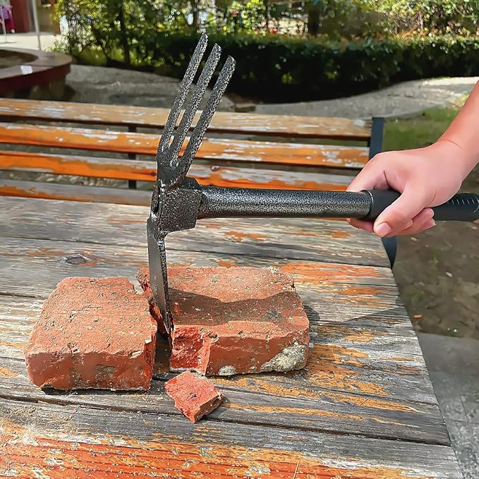 ZOG Garden Big Hand Digger and Hoe Combo Garden Tool,Heavy Duty Hand Tiller,Garden Hoe,Cultivator,Non-Slip Handle & Anti-Rust Head is The Perfect Dual Headed Weeding Tool.(Big)