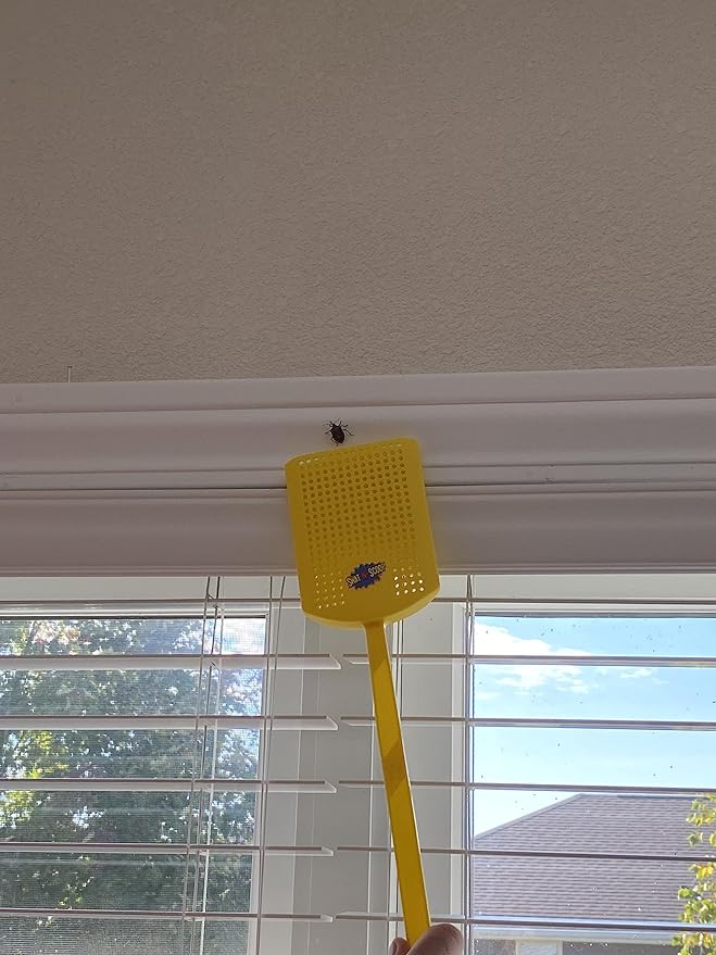Heavy Duty Fly Swatter and Spider Catcher and Release. Insect Fly Catchers for Inside Home. House Fly Swatter or Humane Bug Catcher with Built in Insect Scoop. (2pk, Yellow)