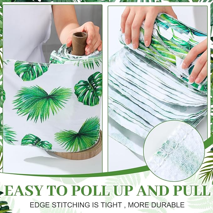 36 Pack Leaves Reusable Cleaning Cloths Washable Cotton Kitchen Towels for Home (Green)