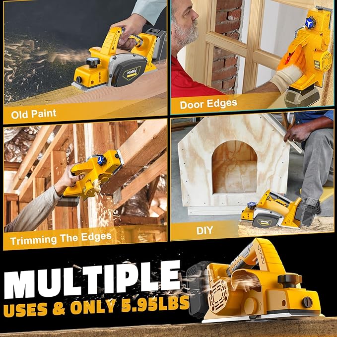 Cordless Electric Hand Planer: 3-1/4-Inch Handheld Planer Compatible with Dewalt 20V Battery (No Battery) - 15000 RPM Power Wood Planer for Woodworking, Carpentry, and Home DIY