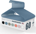 Neaties Plastic Hangers 50 Pack (60 Count) – Made in the USA – 6lb Capacity Standard Clothes Hangers with Strap Hooks for Dresses, Lingerie, Shirts, Pants, and Jackets – Blue