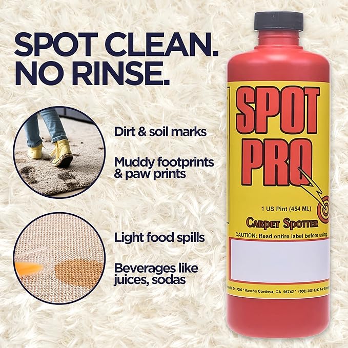 Pro's Choice Spot Pro Carpet Spotter, Professional Fabric & Carpet Spot Remover for Stains & Spills, Fast Acting Upholstery Stain Remover, Use as Stain Treater Spray for Cleaner Couch & Laundry, 1Pint