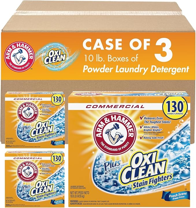 Arm & Hammer 33200-00108 Powder Laundry Detergent, OxiClean, Fresh Scent, 9.92 lb. (Pack of 3)