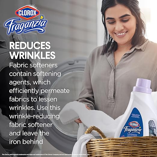 Clorox Fraganzia Liquid Laundry Fabric Softener, Lavender with Eucalyptus Scent - Laundry Odor Eliminator, Wrinkle Reducer and Static Reducer, 40 Fl Oz