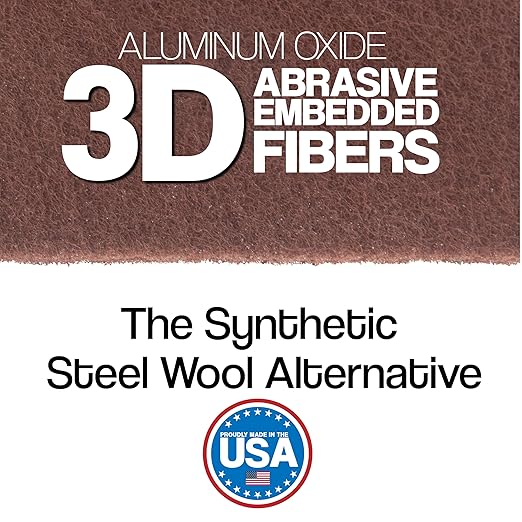 6" x 9" Non-Woven Surface Prep Between Coats Finishing Pads for Wood, Metal, Rust Removal, Deburring, Clean Metal, Medium Red Scuff Pads for Paint Prep - 320 Grit - 10 Pack (Maroon)