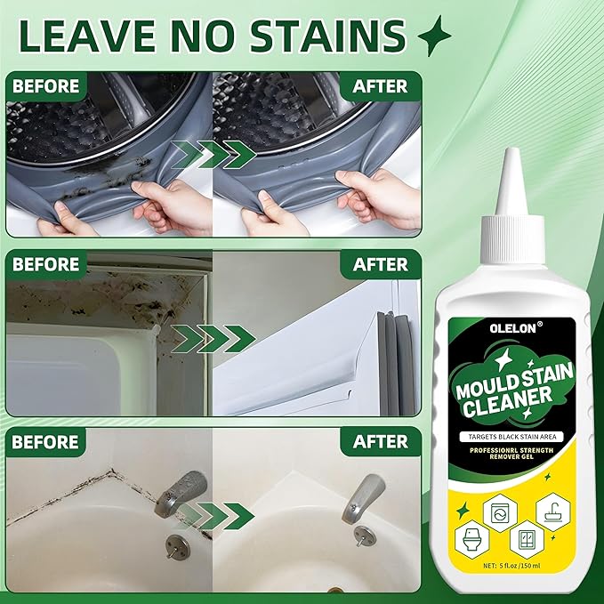 Mold Stain Remover Gel for Washing Machine Cleaner Front Loader Rubber Grout Cleaner Home Stain Removal Gel for Washer Showers Bathroom and Floor Tile - 300ML