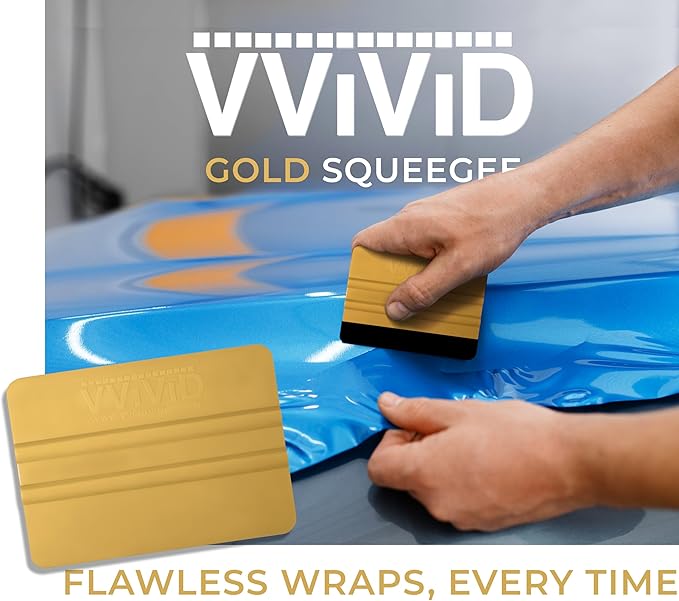 VViViD Gold Vinyl Wrap Squeegee - Nylon-Reinforced Tool for Car Wraps, Window Tint & Decals - (25 Pack w/ 25 felts)