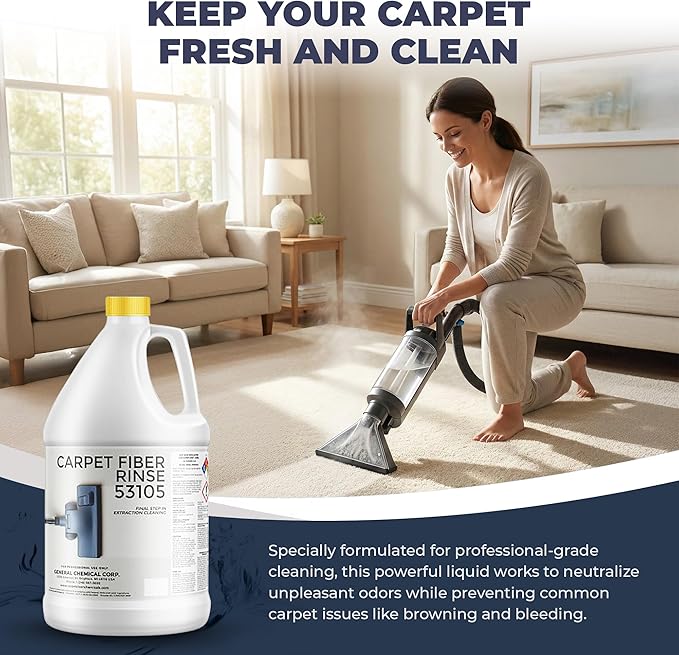 CarpetGeneral- Carpet Fiber Rinse & Odor Neutralizer Solution 53105|Prevent Browning, Bleeding & Odors with Top Carpet Cleaner Liquid|Carpet Fiber Rinse Professional Residue Attracting Agent - Case
