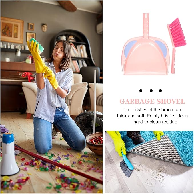 Homoyoyo Mini Broom and Dustpan Set for Household Cleaning, Small Red Desktop Sweeping Kit with Brush, Multi-Function Portable Cleaning Accessory for Pet Hair and Tabletop Use