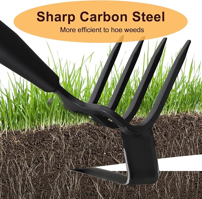 Garden Hoe Weeding Tool, Heavy Duty 73" Long Handle Stirrup Hoe Cultivator, 2 in 1 Action Scuffle Hula Push Pull Hoe Manual Weeder for Gardening Landscaping Loosening Soil Removing Grass