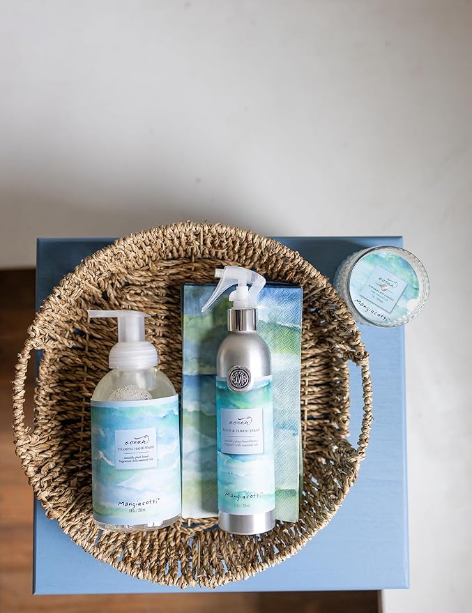 Mangiacotti Room Spritz Fabric Deodorizer Air Freshener Spray|Naturally Plant-Based with Essential Oils Room Fragrance, 8 Ounces, Ocean