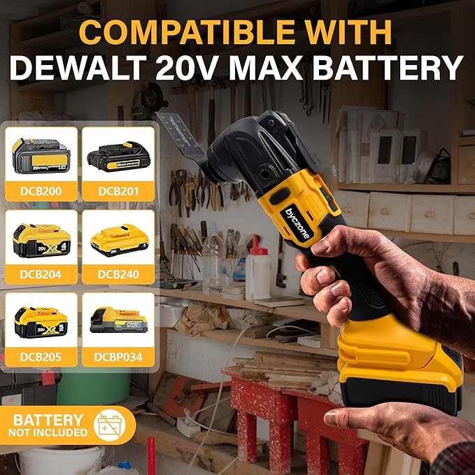 Cordless Oscillating Multitool Compatible with DeWalt 20V Max Battery, Tool Only, 6 Speeds 8,500-21,000 RPM, Bulit-in LED Light, 22 Accessories, Oscillating Power Tools for Scraping Cutting Sanding