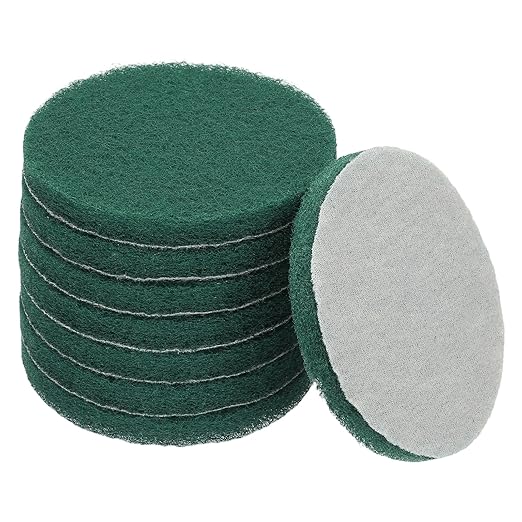 Power Scrub Pads, Scrubbing Pads 400 Grits Scouring Discs - Fitting for (Home Kitchen Cleaning - Drill Attachment - Scrubber Replacement) 8 Pcs & 4 Inch & Dark Green