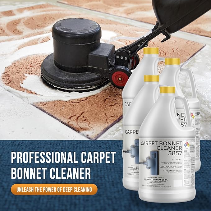 Bonnet Cleaner 5857 - Heavy Duty Shampoo Carpet Freshener Solution for Machine - Fast Drying & Pet Safe Carpet Shampoo for Rotary Cleaners, Commercial, & Industrial Use - Case
