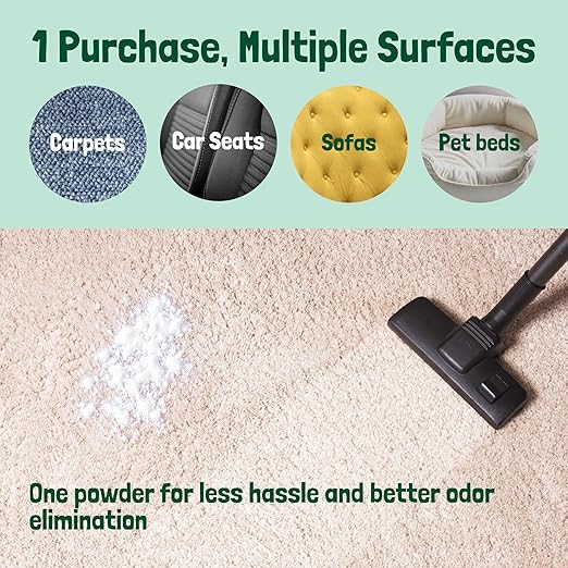 Sunny & Honey Carpet Deodorizer Powder - Pet Safe Freshener for Carpets, Pet Beds and Car Seats - Lemon Odor Eliminator for Cat Urine and Wet Dog Smells (20 oz)
