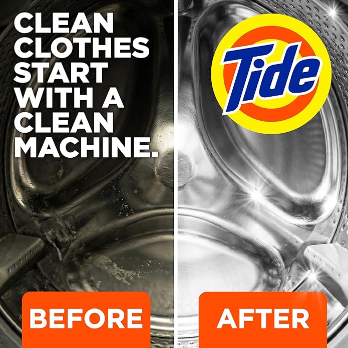 Washing Machine Cleaner by Tide, Washer Machine Cleaner with Oxi for Front and Top Loader Washer Machines, Deep Cleaning Residue & Odor Eliminator, 5 Month Supply (Packaging May Vary), Pack of 6