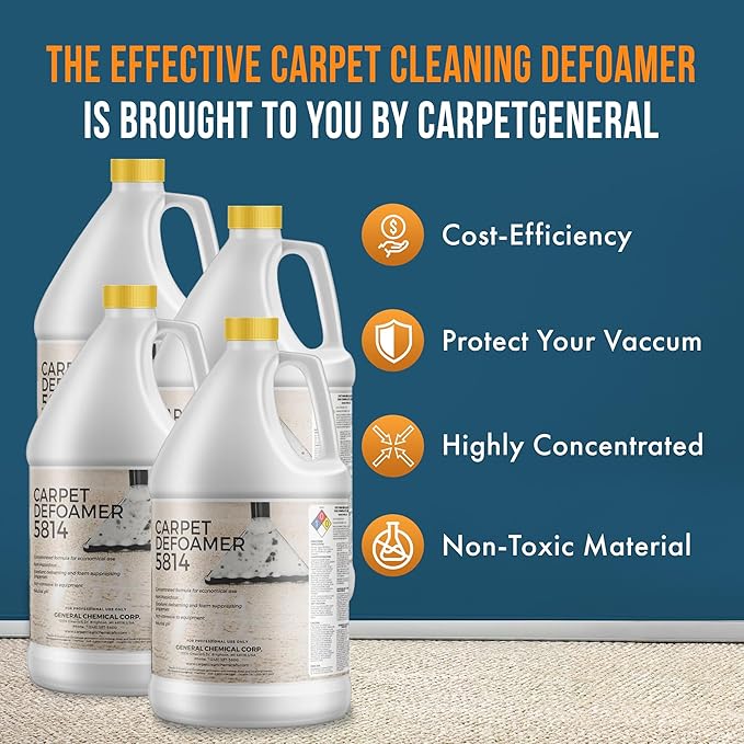 Carpet Defoamer 5814 -Foam Suppressant for Deep Rug Cleaner Machine & Floor Covering Shampooer for a Heavy-Duty Carpet Cleaner Solution, Neutral Non-Corrosive Silicone Emulsion Case
