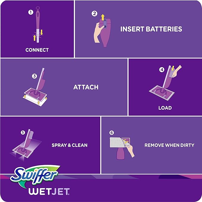 Swiffer WetJet Hardwood Floor Cleaner, Spray Mop Pad Refill, Multi Surface, 12 Count (Packaging May Vary)