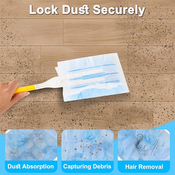 Duster Refill for Cleaning with 2 Handles, Heavy Duty Disposable Duster Kit Unscented Replacement Head Dust Removal Brush for Electronics, Furniture, Blinds, Ceiling Fans, Walls (50pack)