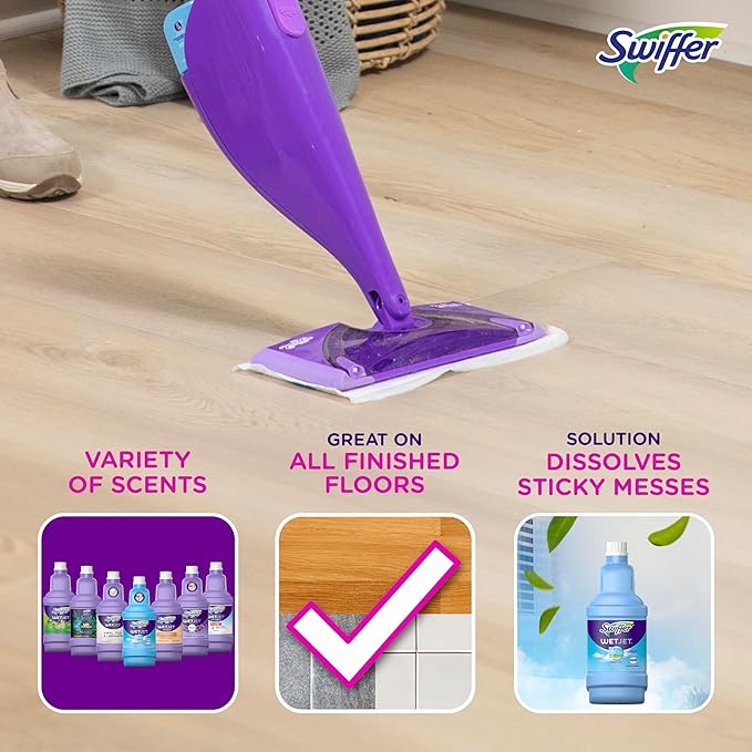 Swiffer Wetjet Hardwood Floor Mopping and Cleaning Solution Refills, All Purpose Cleaning Product, Open Window Fresh Scent, 1.25 Liter, 2 Pack (Packaging may vary)