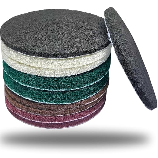 10 Pack 6 Inch Hoop and Loop Multipurpose Scrubber Scouring Pads -120 240 400 800 2000 Grits, Flocking Scuff Pads, Conditioning Discs Polishing Pads for Furniture Automotive Cleaning