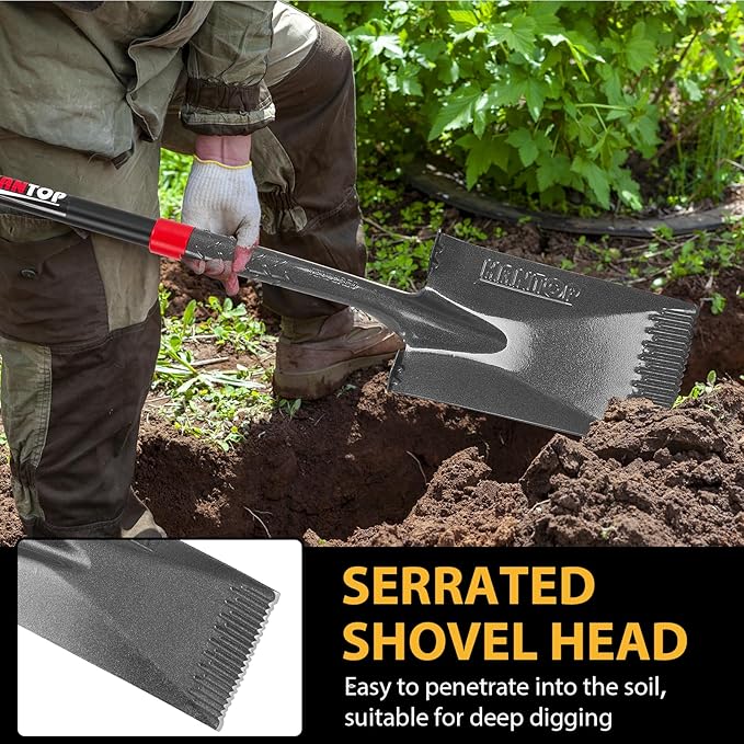 Garden Shovel Flat Spade Edge Shovels Trenching Spades with Fiberglass Handle for Gardening Lawn Edging,43 inches