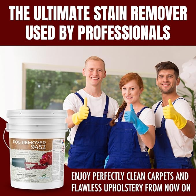 POG Remover 9452 - Carpet Stain Remover and Degreaser - Use For Heavy-Duty Spot Cleaning - Professional Grade Cleaner - 5 Gallon Pail
